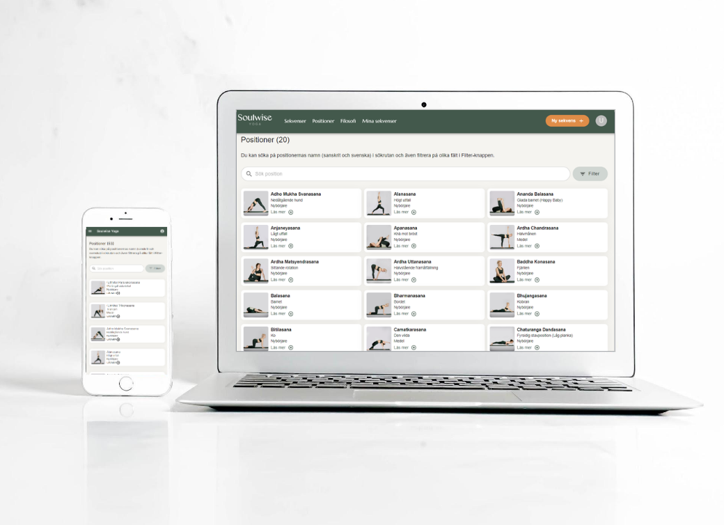 Picture of Soulwise Yoga on a computer and a mobile device.