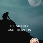 A monkey looking up on the moon