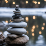 A cairn in winter landscape.
