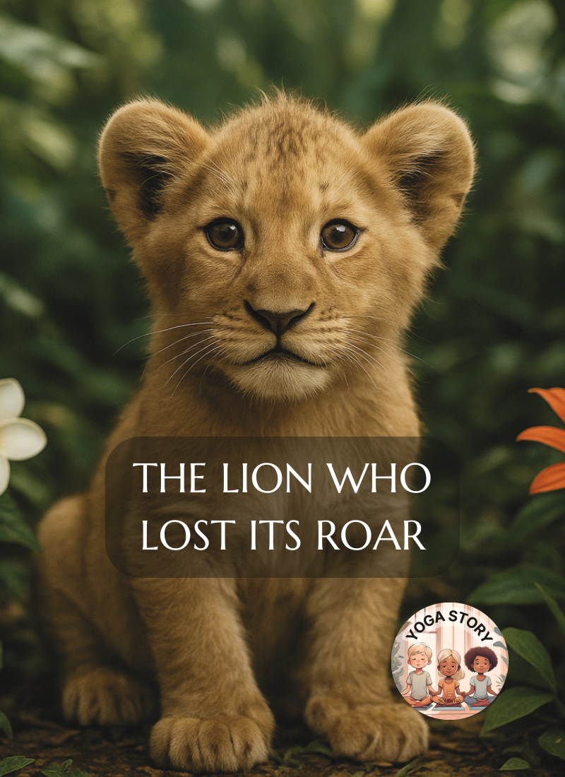 A lion cub in the jungle. Yoga story for kids.